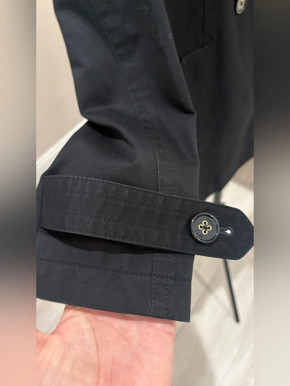 Coach black double-breasted trench coat